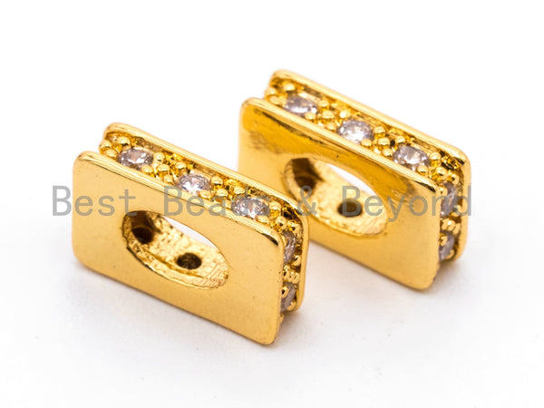 8.5mm Gold/Rose Gold/Silver Alphabet CZ Micro Pave Large Hole