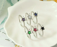 CZ Star Adjustable Ring, Sku#B145