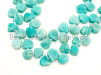 Quality Natural Amazonite beads, 10-14mm Irregular Teardrop Top Drill Green Gemstone Beads, 15.5 inches strand, SKU#U154