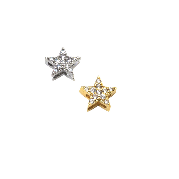 CZ Five Star Gold Silver Spacer beads, Sku#B344