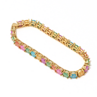 Colorful Stone Gold Adjustable Bracelet, Sku#B346