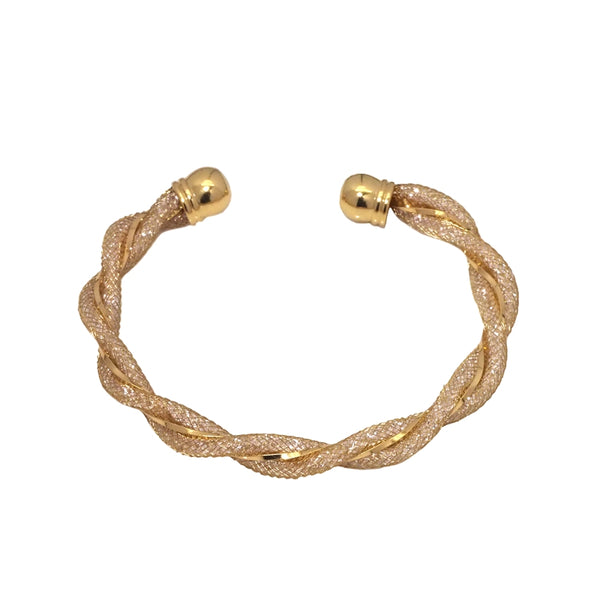 CZ Twist Gold Adjustable Bracelet, Sku#B352