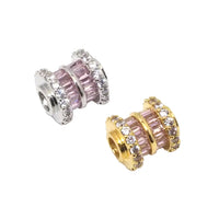 CZ Tube Gold Silver Spacer beads, Sku#B354
