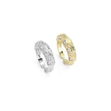 Gold Silver Clear CZ Dome Adjustable Ring, Sku#B369