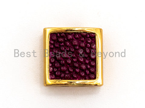 CZ Flat Square Beads Fuchsia Micro Pave Beads, Cubic Zirconia Spacer Beads, 10x10x5mm, sku#Y54