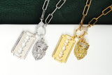 Paperclip Chain Necklace with/without Razor Lion Head, sku#CL05