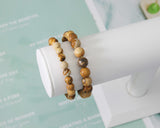 Round Faceted Picture Jasper Beads Stretchy Bracelet, Sku#EF115