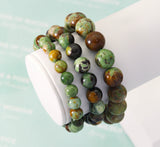 Natural Chinese Chrysoprase Round Smooth Stretchy Bracelet, Sku#EF131