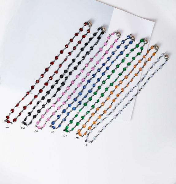 Colorful CZ Crystal Beaded Chain Necklace with Magnetic Clasp, sku#EF154
