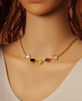 Natural Gemstone Gold chain necklace, sku#EF245