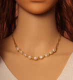 Paperlip Link Chain Pearl Necklace, sku#EF269