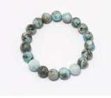 Genuine Larimar Round Smooth Stretchy Bracelet, 8mm/10mm, Sku#EF270