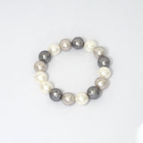 Natural Faceted White Gray MOP Stretchy Bracelet, 8mm/10mm/12mm, Sku#EF276