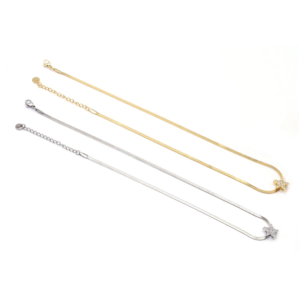 Dainty herringbone Chain Star Necklace, sku#EF289