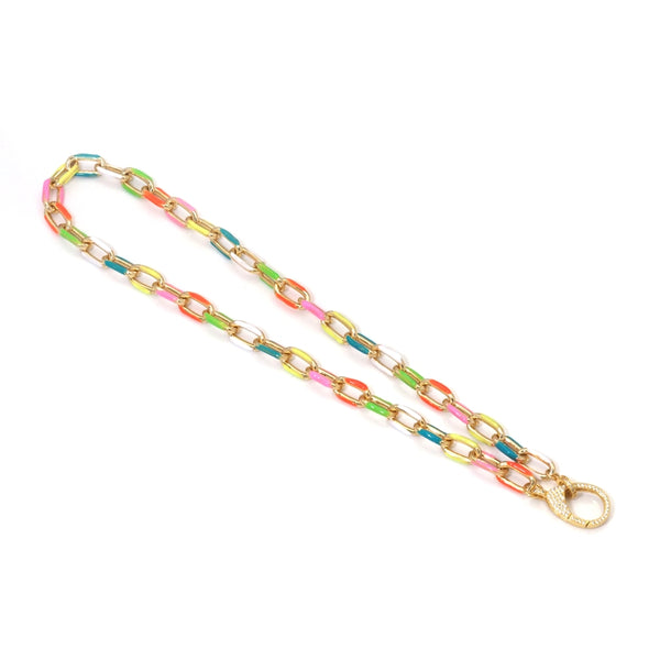 Long Oval Link Chain Necklace with Heart Pendant,sku#EF294