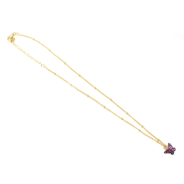 Dainty Gold Link Chain Butterfly Necklace,sku#EF296