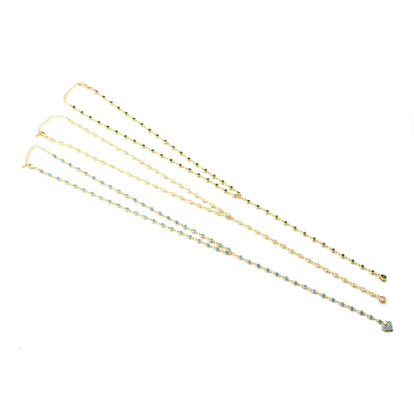 High Quality Lariat Style CZ chain Necklace, sku#EF313