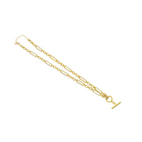 Gold Long Mixed Paperclip Chain OT Bar Adjustable Necklace,sku#EF315