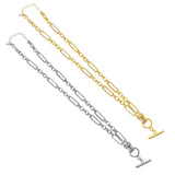 Gold Long Mixed Paperclip Chain OT Bar Adjustable Necklace,sku#EF315