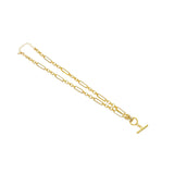 Gold Long Mixed Paperclip Chain OT Bar Adjustable Necklace,sku#EF315