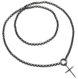 40inch Black Rolo Chain Thin Cross necklace, sku# EF326