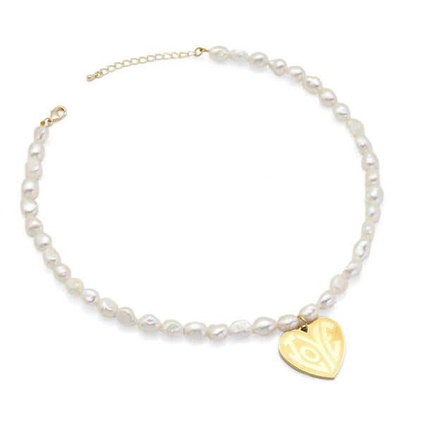 Natural Pearl Love Heart Pendant necklace, Sku#EF336