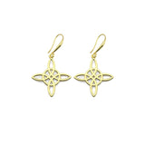 Gold Chinese Knot Filigree Dangle Earrings, Sku#EF345