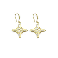 Gold Chinese Knot Filigree Dangle Earrings, Sku#EF346
