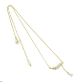 Gold Dainty Link Chain Leaf Drop Adjustable necklace, Sku#EF375