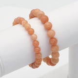 Genuine Peach Calcite Round Smooth Stretchy Bracelet, Sku#EF371