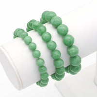 Genuine Green Angelite Round Smooth Stretchy Bracelet, 8mm/10mm/12mm, Sku#EF372