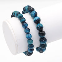 Blue Tiger Eye Round Faceted Stretchy Bracelet, Sku#EF392