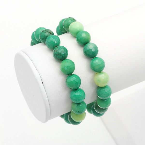Genuine Green Opal Round Faceted Stretchy Bracelet, Sku#EF416