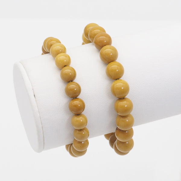 Saans Mart Natural Stone Yellow Jasper Beads Bracelet for Wisdom For Man,  Woman, Boys & Girls- Color: Yellow (Pack of 1 Pc.) - Saans Mart India
