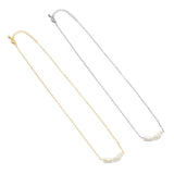 Gold Silver Dainty Roundelle Freshwater Pearl Necklace, Sku#EF456