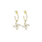 Crystal Flower Hoop Earrings, Sku#EF464