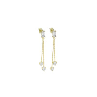 Rectangle CZ Teardrop Dangle Earrings, Sku#EF471