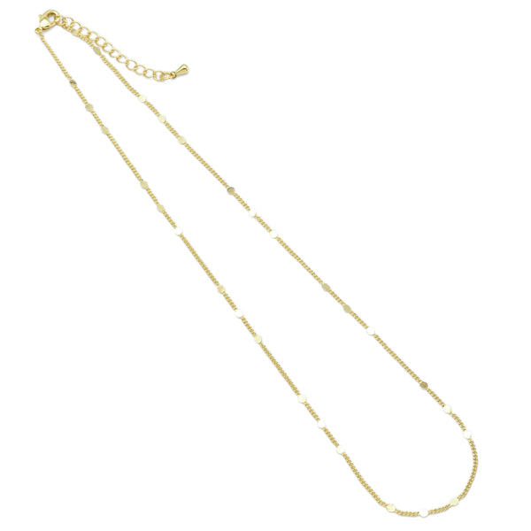 Dainty Gold disc Chain Necklace, Sku#EF474