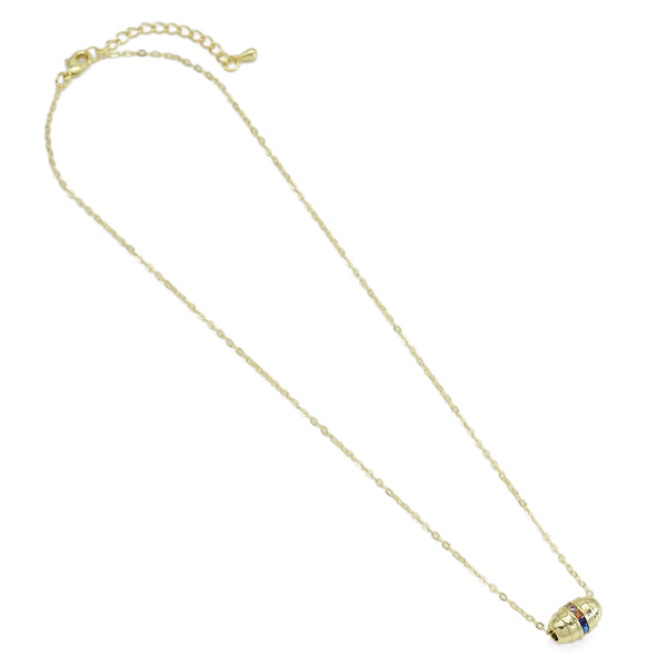 Dainty Colorful CZ Oval Beads Pendant Necklace, Sku#EF482