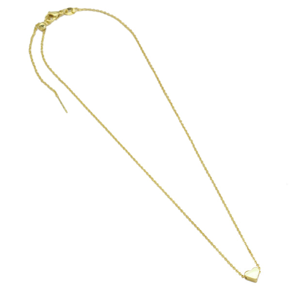 Adjustable Gold Link Chain Dainty Heart Pendant Necklace, Sku#EF499