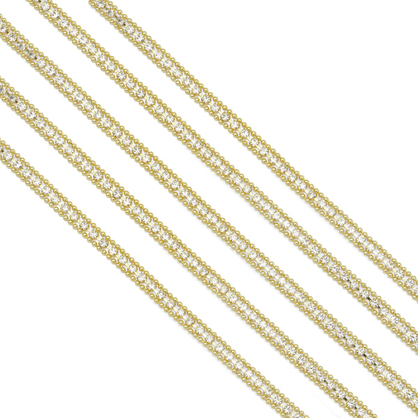 Gold Clear CZ Ribbon Chain by Yard for Bracelet Necklace Making, sku#HX14