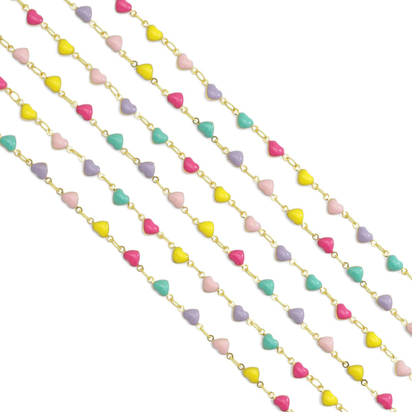Colorful Enamel Heart Chain by Yard necklace, sku#HX19