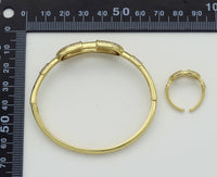 CZ Oval Link Adjustable Bracelet and Rings, Sku#X323