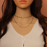 Colorful Crystal Gold Filled Chain/Necklace,sku#HX10