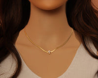 Dainty herringbone Chain Cross Necklace,sku#EF288