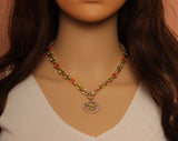 Colorful Enamel Oval Link Chain Necklace,sku#EF293