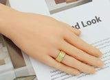 Gold Argyle Band Adjustable Ring, Sku#LD268