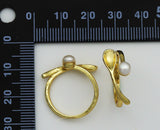Gold Pearl Spoon Adjustable Ring, Sku#LD267