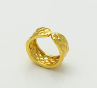 Gold Argyle Band Adjustable Ring, Sku#LD268