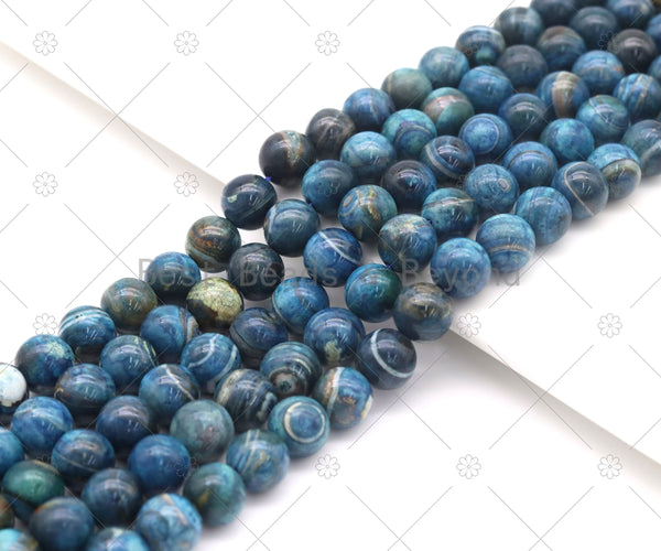 Blue Tibetan Agate 10mm Round Smooth Beads, SKU#U1183
